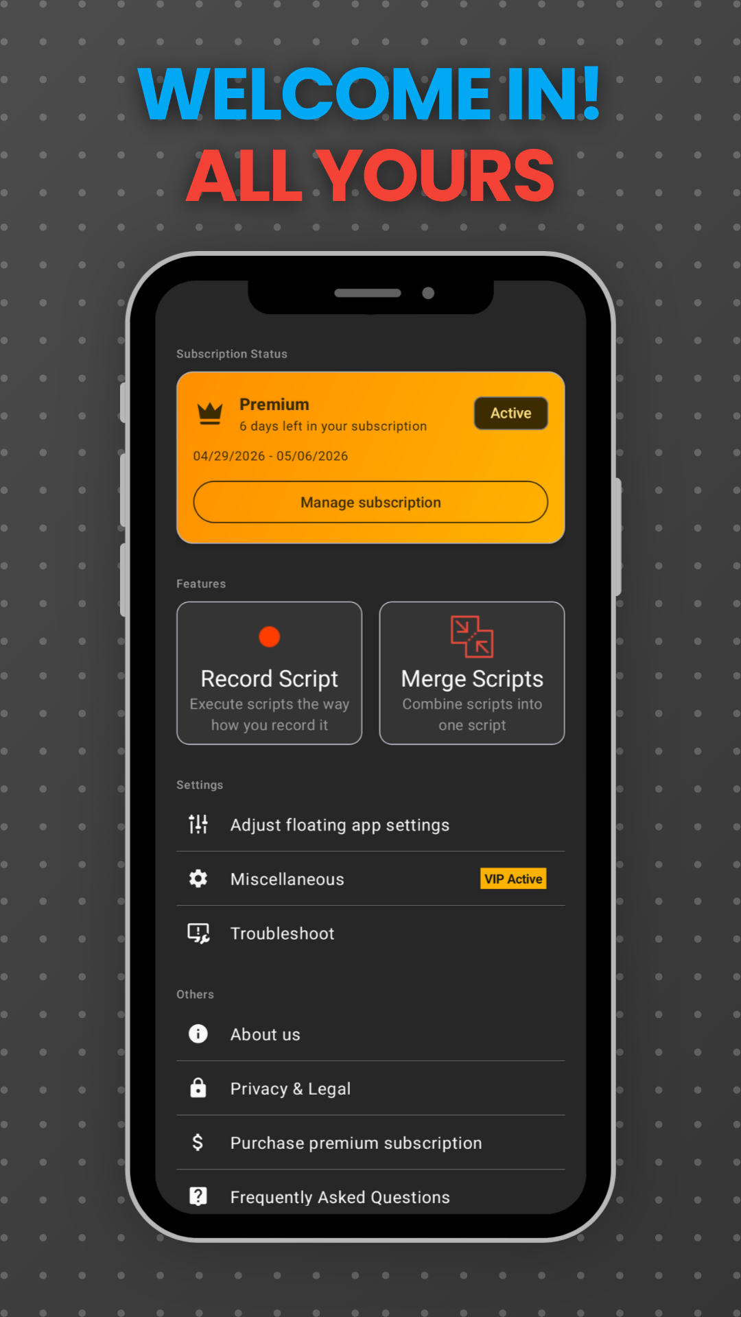 Touch Recorder home screen